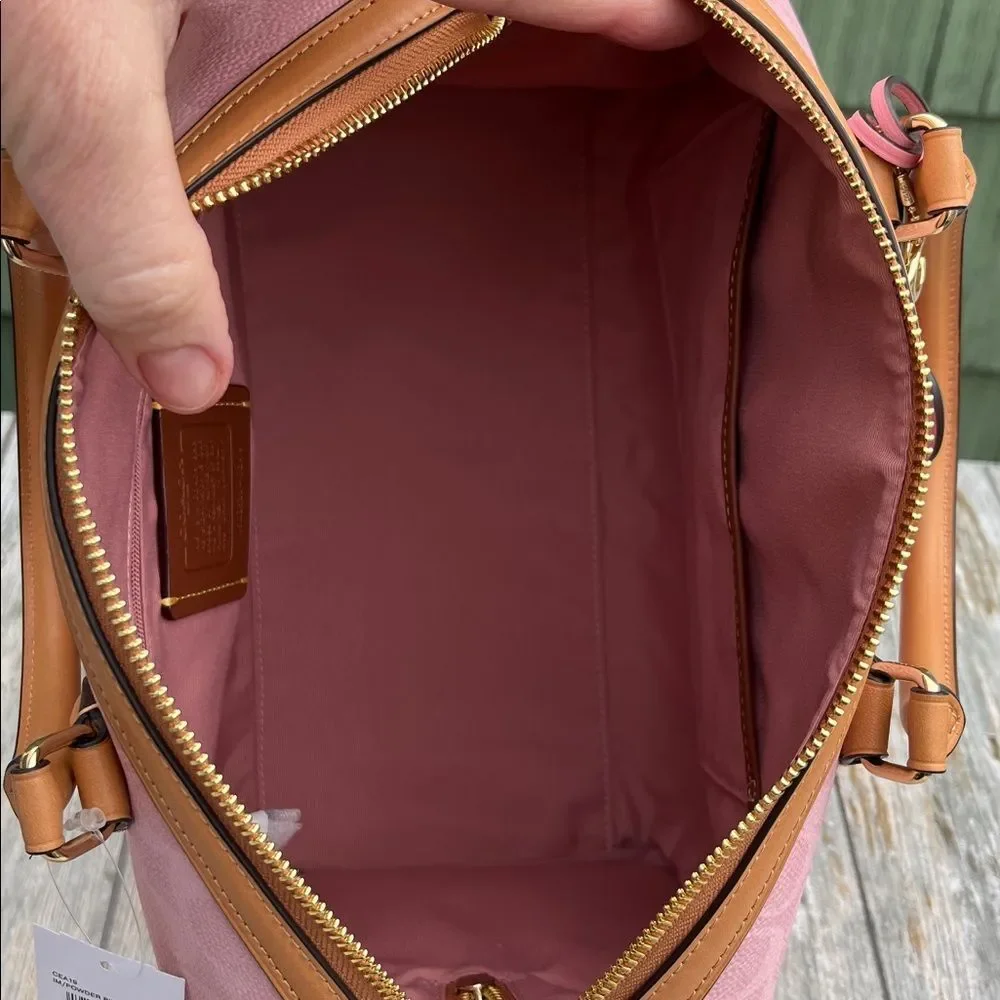 Coach Rowan Large Satchel Bag In Signature Canvas With Charms Powder Pink Purse - Picture 7 of 11